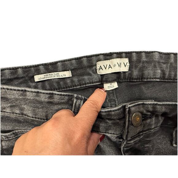 Ava & Viv Jeans Womens 16 Faded Black High Rise Flare Stretch Denim Pants - Picture 6 of 7